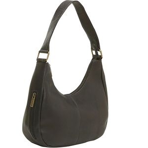 Le Donne Authentic  Leather Hobo With Front Side Zippered Pocket.